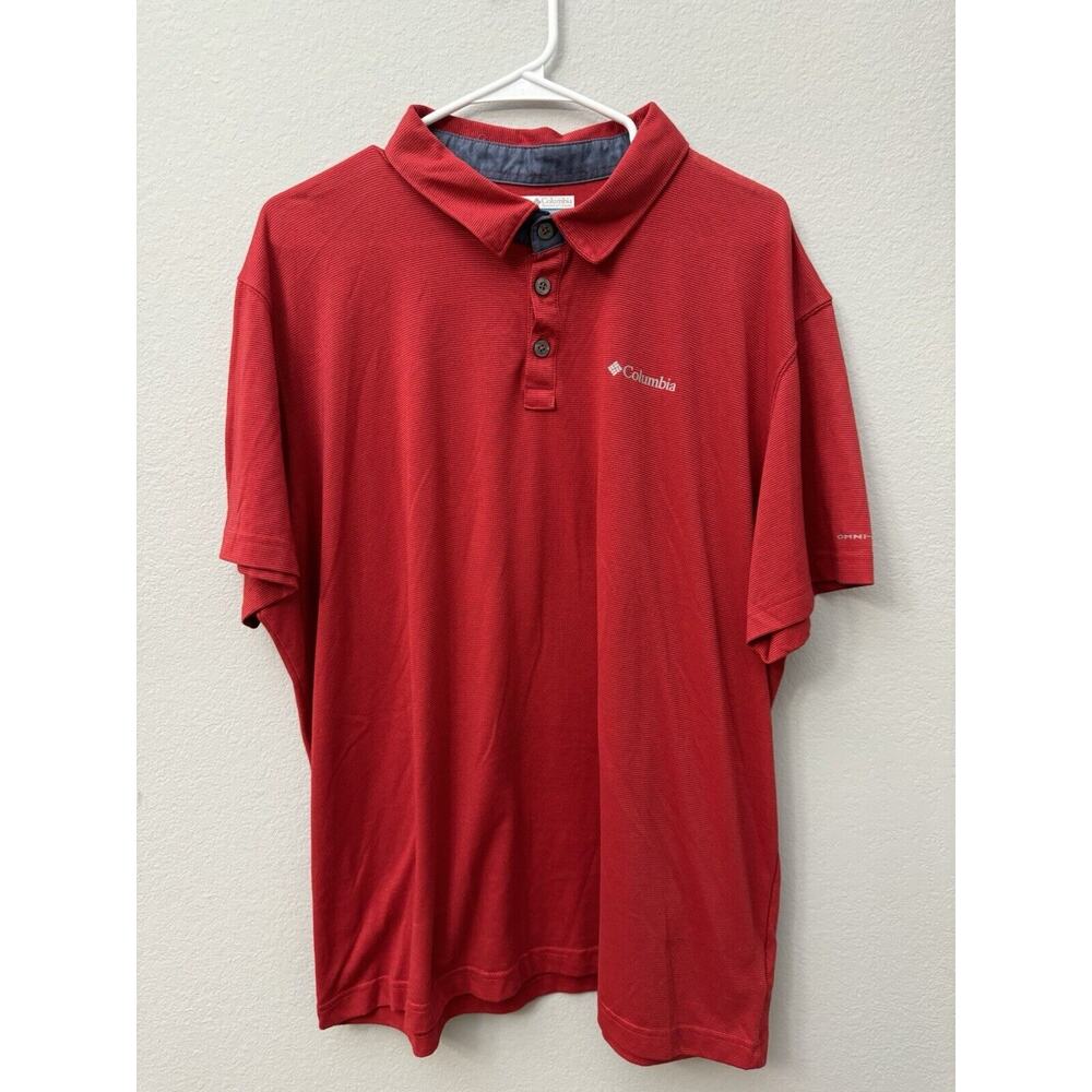 Columbia Mens Size 2XL Red‎ 3-Button Polo Omni-Wick Advanced Evaporation